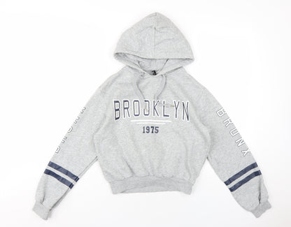 H&M Womens Grey Cotton Pullover Hoodie Size XS Pullover
