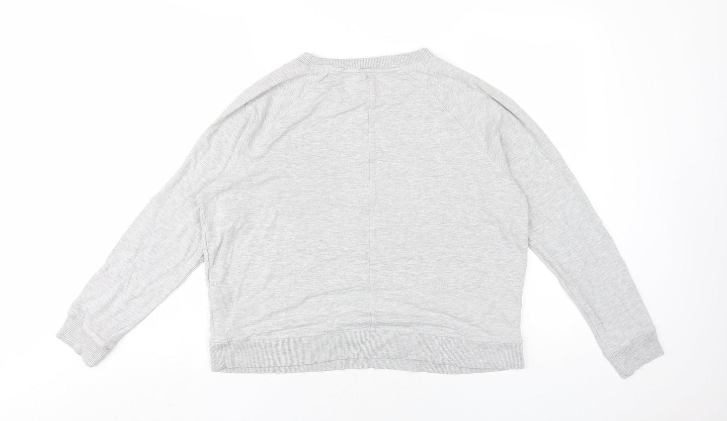GOODMOVE Womens Grey Vinyl Pullover Sweatshirt Size 16 Pullover