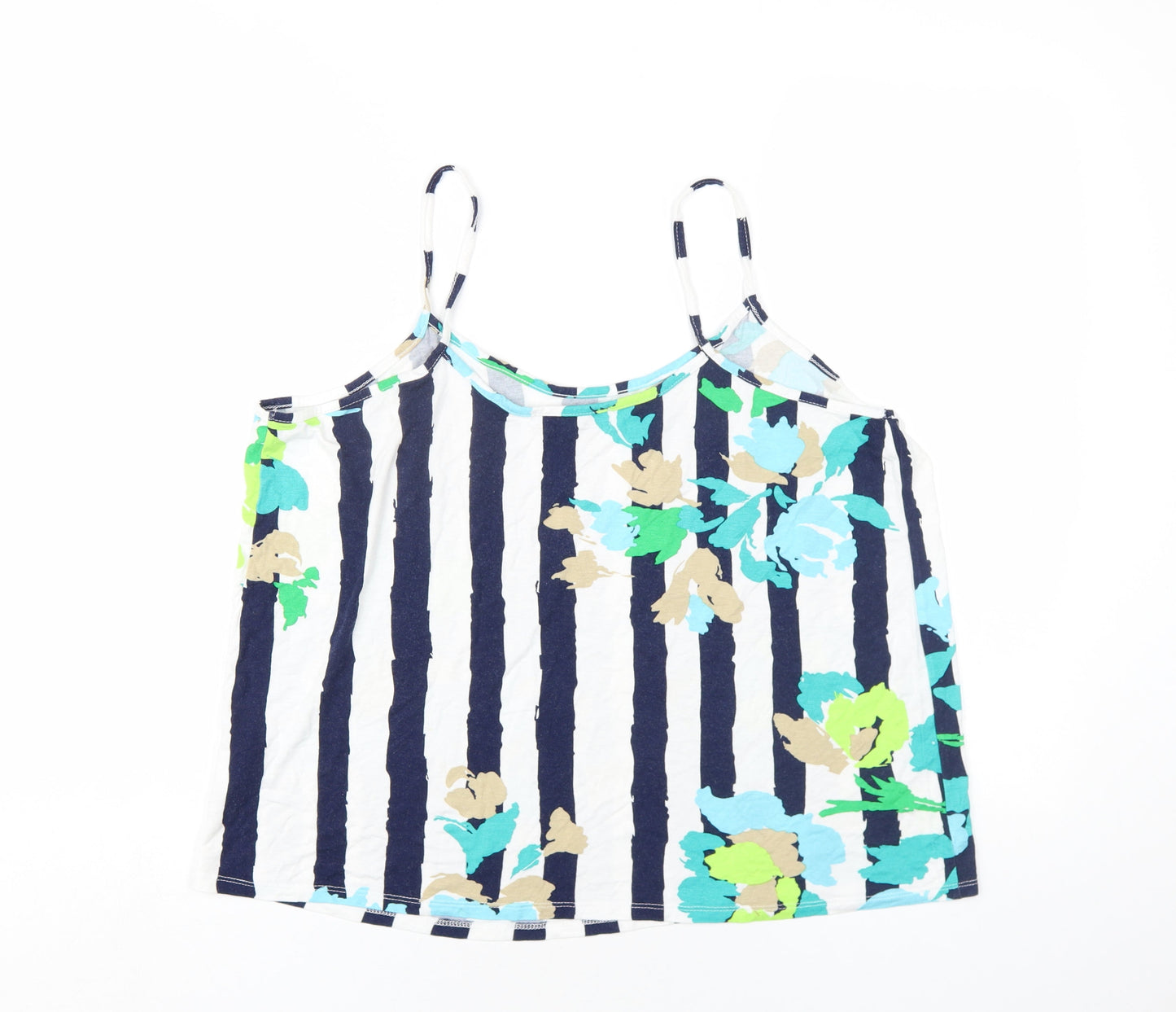 Alexara Womens Blue Striped Viscose Camisole T-Shirt Size L Scoop Neck