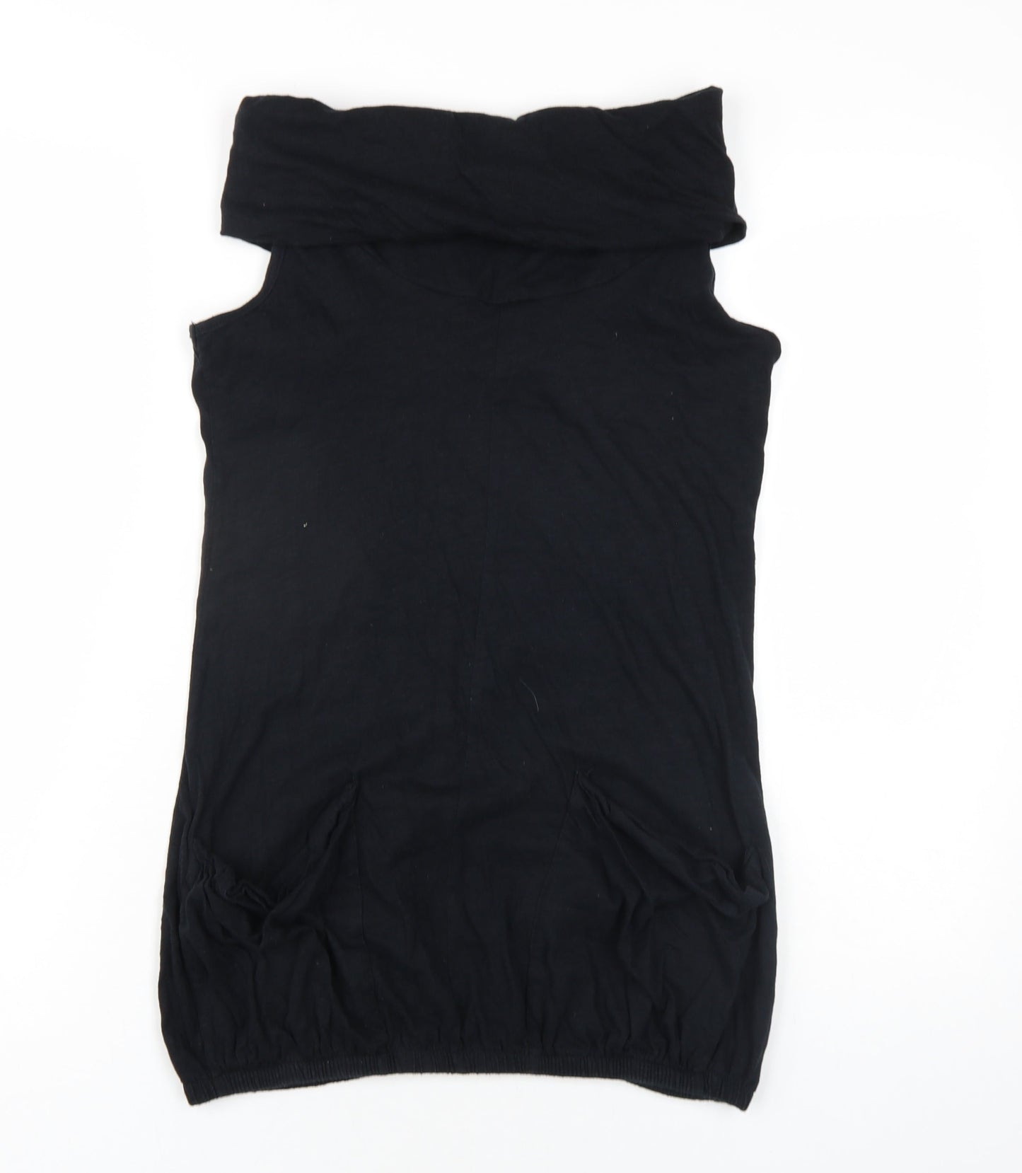 River Island Womens Black Cotton Mini Size 10 Roll Neck Pullover