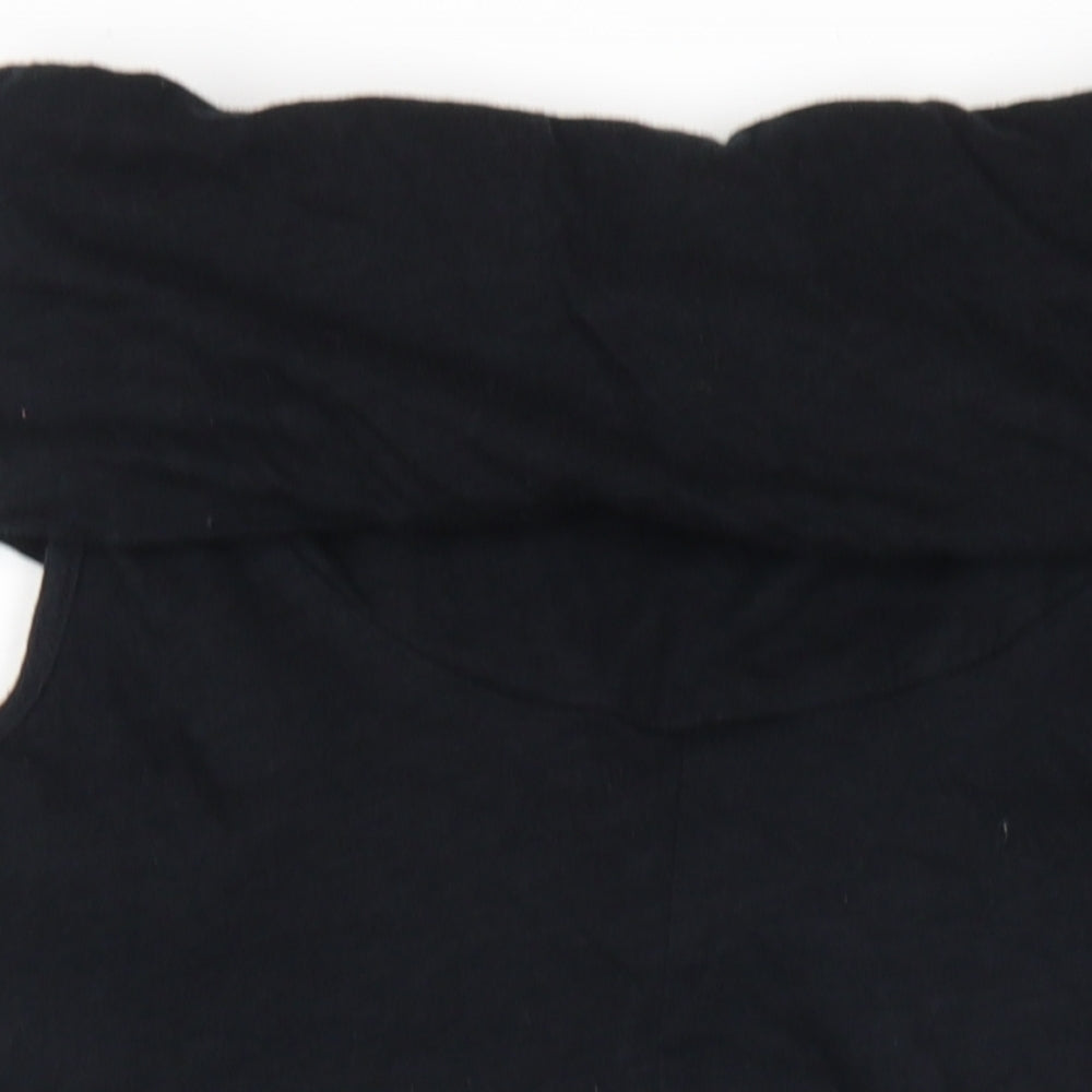 River Island Womens Black Cotton Mini Size 10 Roll Neck Pullover