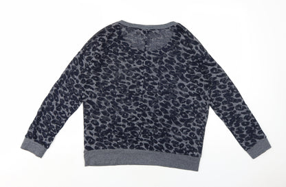 Forever 21 Womens Blue Animal Print Cotton Pullover Sweatshirt Size L Pullover - Leopard Print