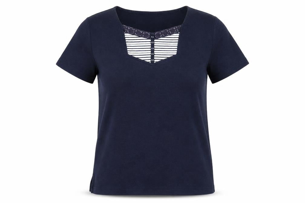 Bonmarché Womens Blue Polyester Basic T-Shirt Size M Round Neck