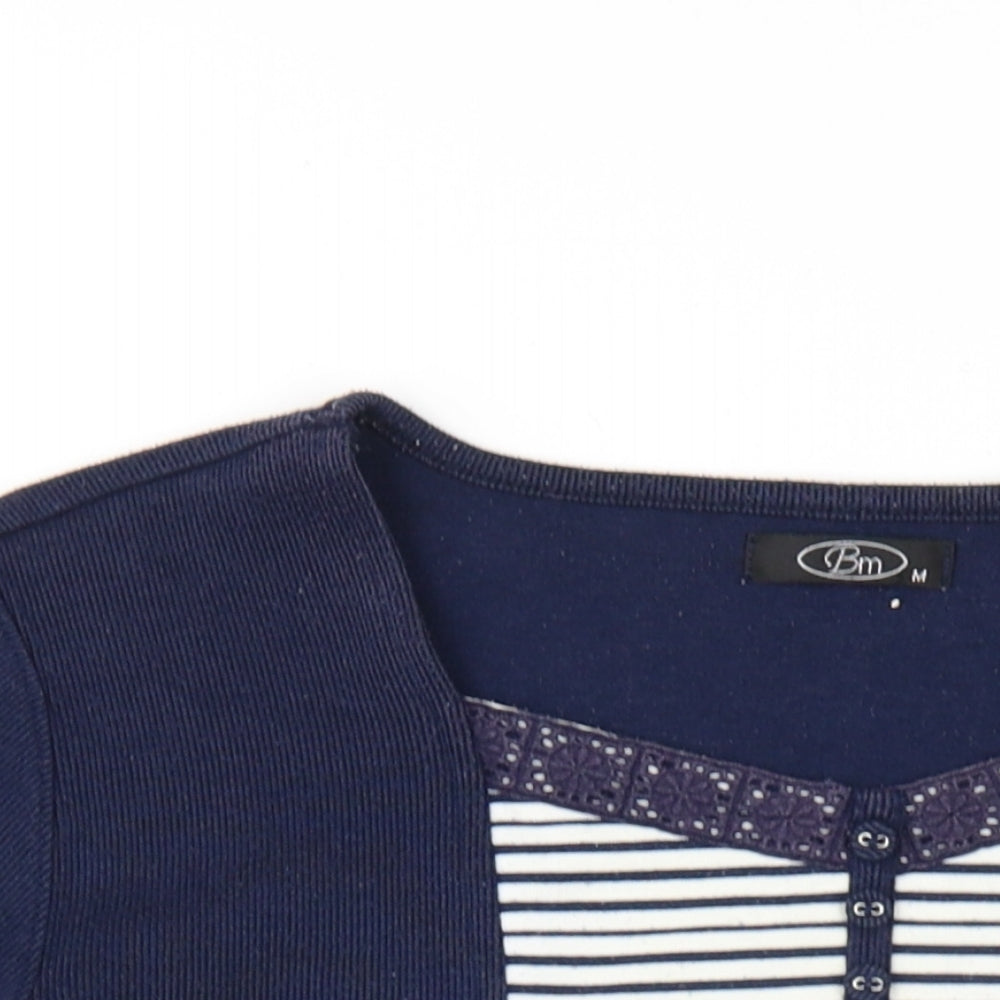 Bonmarché Womens Blue Polyester Basic T-Shirt Size M Round Neck
