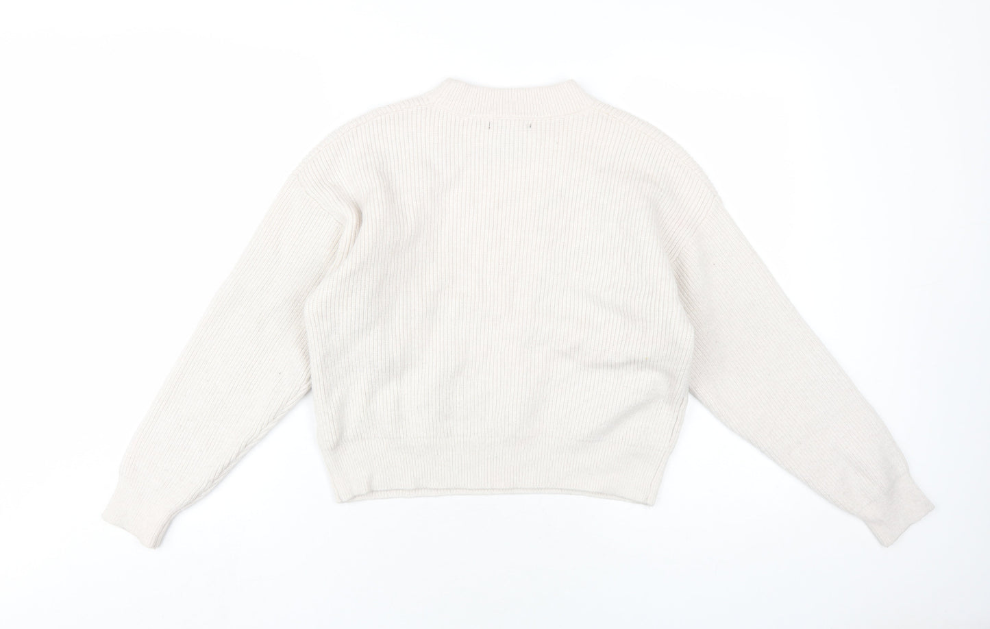 FOREVER 21 Womens Beige Crew Neck Acrylic Pullover Jumper Size S
