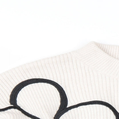 Forever 21 Womens Beige Crew Neck Acrylic Pullover Jumper Size S