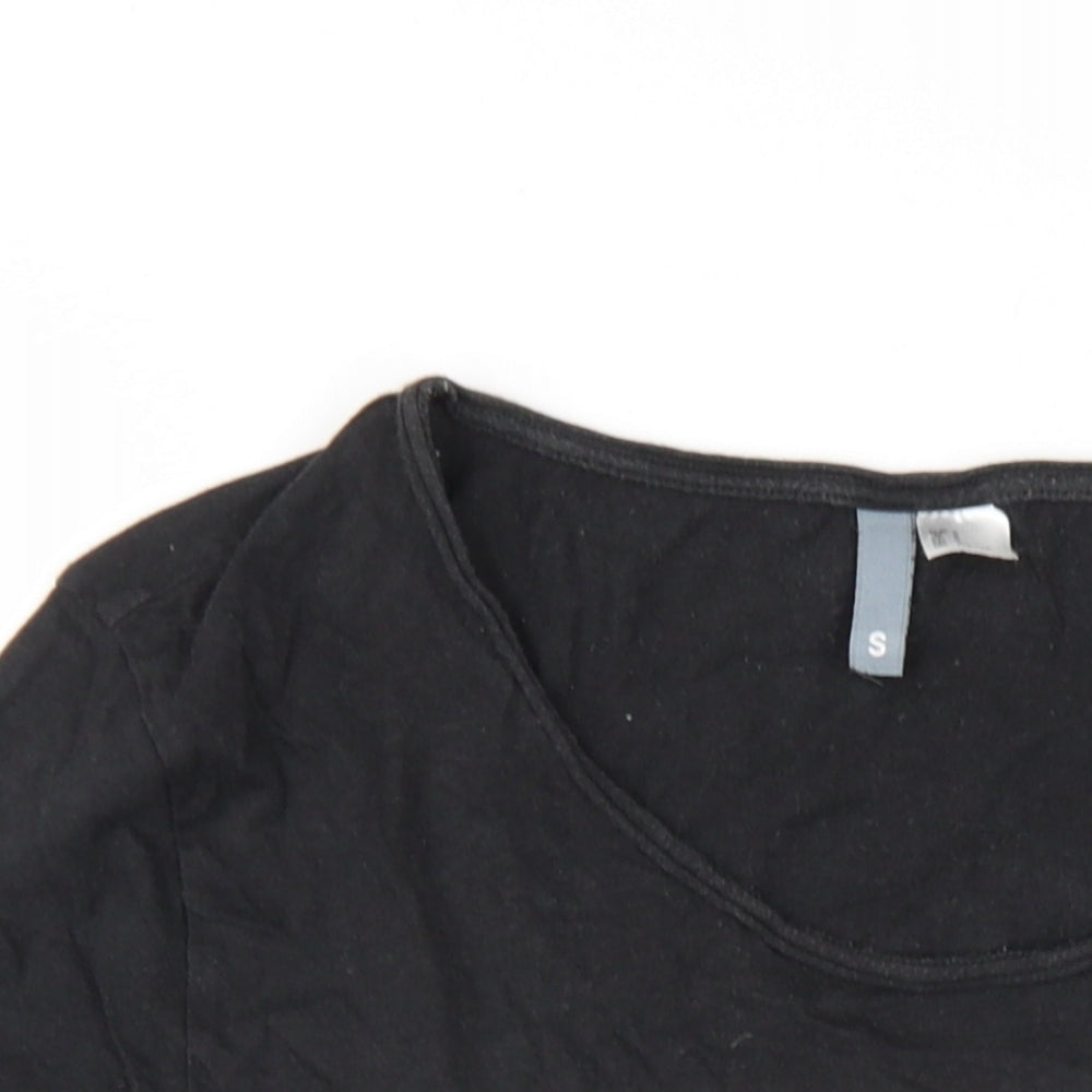 H&M Womens Black Cotton Basic T-Shirt Size S Round Neck