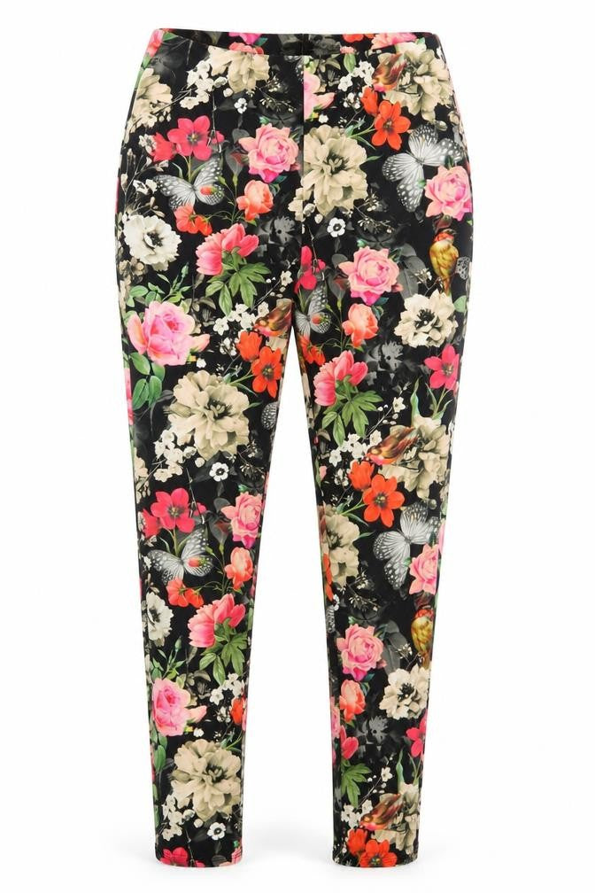 Love Label Womens Multicoloured Floral Polyester Carrot Trousers Size 10 L29 in Regular Zip