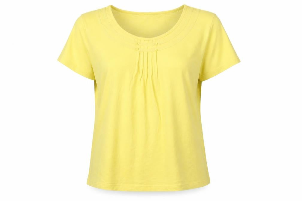 Klass Womens Yellow Cotton Basic T-Shirt Size L Round Neck