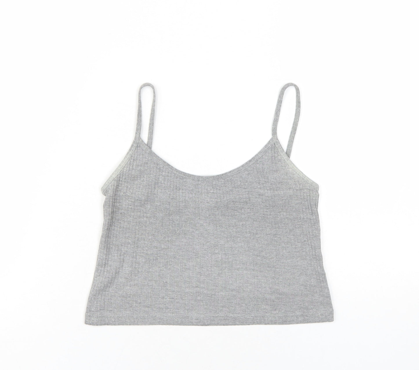 Topshop Womens Grey Cotton Camisole T-Shirt Size 12 Scoop Neck