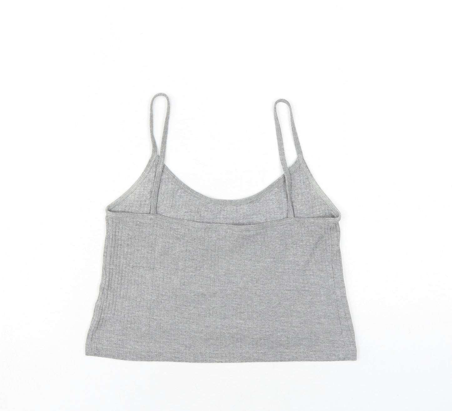 Topshop Womens Grey Cotton Camisole T-Shirt Size 12 Scoop Neck