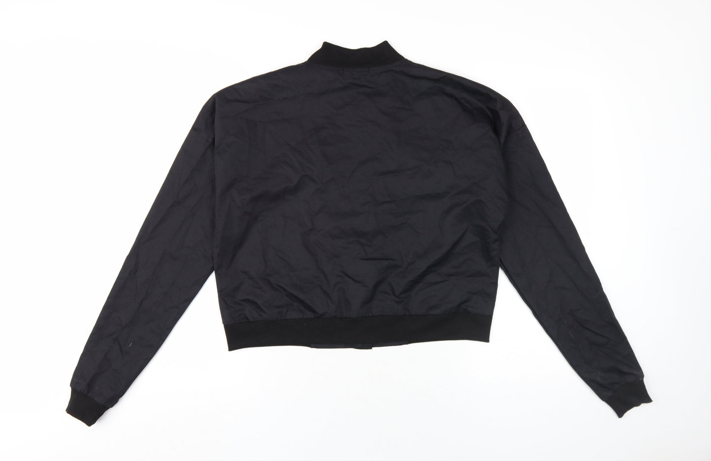 Boohoo Womens Black Bomber Jacket Jacket Size 10 Zip
