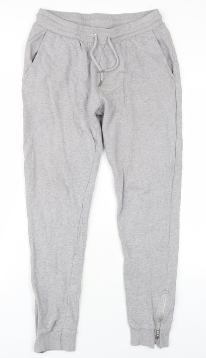 Additional front view of ASOS men’s grey cotton jogger trousers, size M, 30-inch leg regular drawstring
