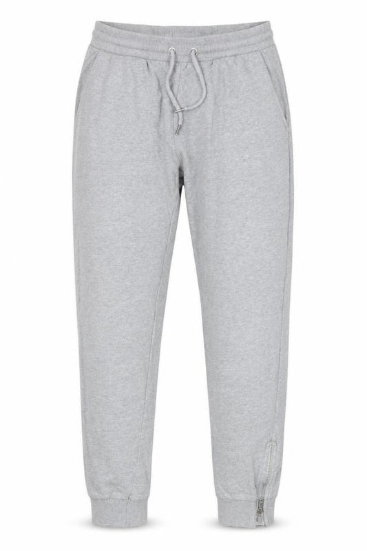 Front view of ASOS men’s grey cotton jogger trousers, size M, 30-inch leg regular drawstring