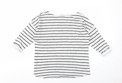 H&M Womens Grey Striped Viscose Basic T-Shirt Size S Round Neck