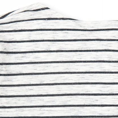 H&M Womens Grey Striped Viscose Basic T-Shirt Size S Round Neck