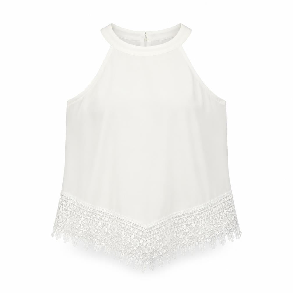 Glamorous Womens White Polyester Basic Blouse Size 14 Round Neck