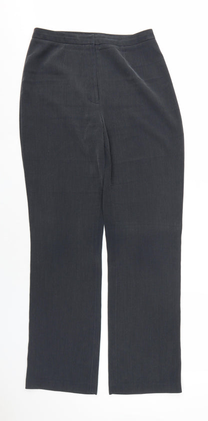 Next Womens Grey Polyester Trousers Size 12 L32 in Regular Zip