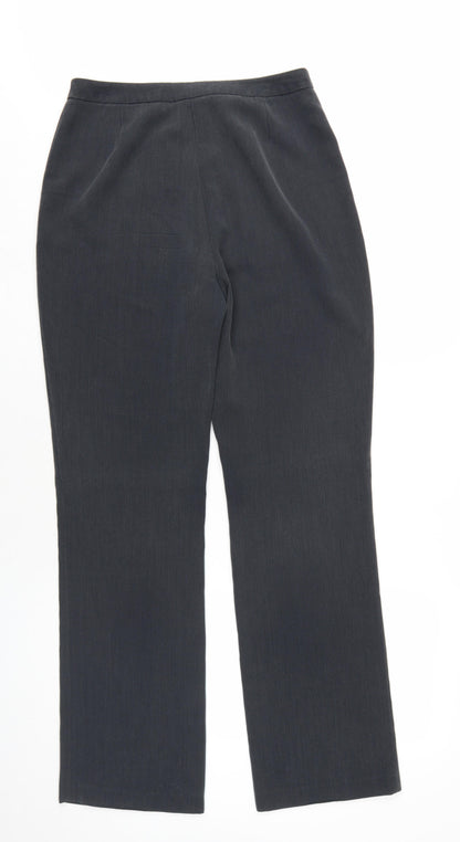 Next Womens Grey Polyester Trousers Size 12 L32 in Regular Zip