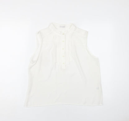 Minuet Womens White Polyester Basic Blouse Size 16 Round Neck