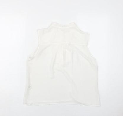 Minuet Womens White Polyester Basic Blouse Size 16 Round Neck