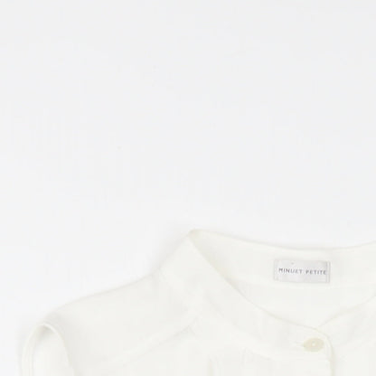 Minuet Womens White Polyester Basic Blouse Size 16 Round Neck