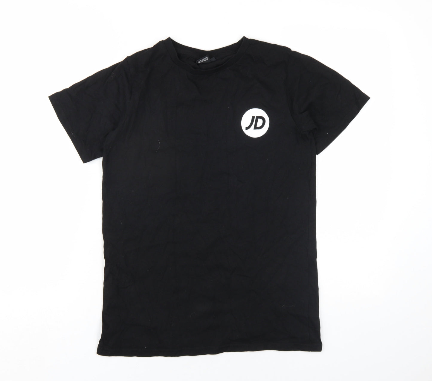 JD Girls Black Cotton Basic T-Shirt Size 8 Years Round Neck Pullover