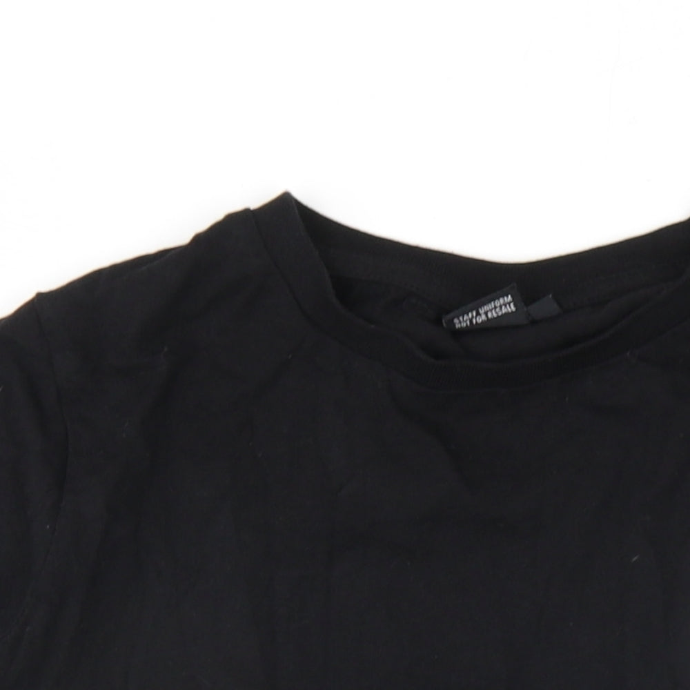 JD Girls Black Cotton Basic T-Shirt Size 8 Years Round Neck Pullover