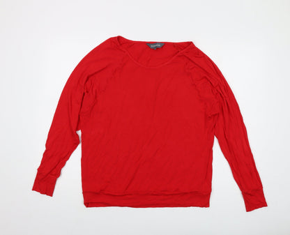 Sonsandar Womens Red Viscose Basic Blouse Size 10 Round Neck