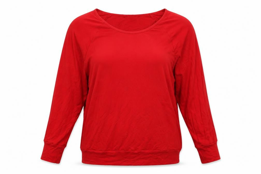 SOSANDAR Womens Red Viscose Basic Blouse Size 10 Round Neck