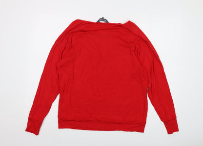 Sonsandar Womens Red Viscose Basic Blouse Size 10 Round Neck