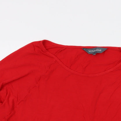 Sonsandar Womens Red Viscose Basic Blouse Size 10 Round Neck