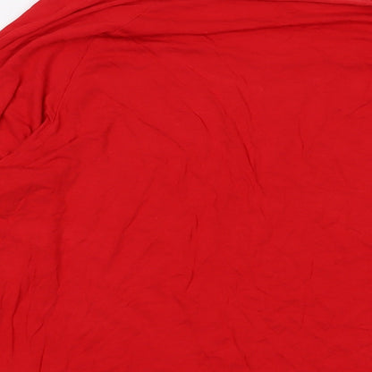 Sonsandar Womens Red Viscose Basic Blouse Size 10 Round Neck