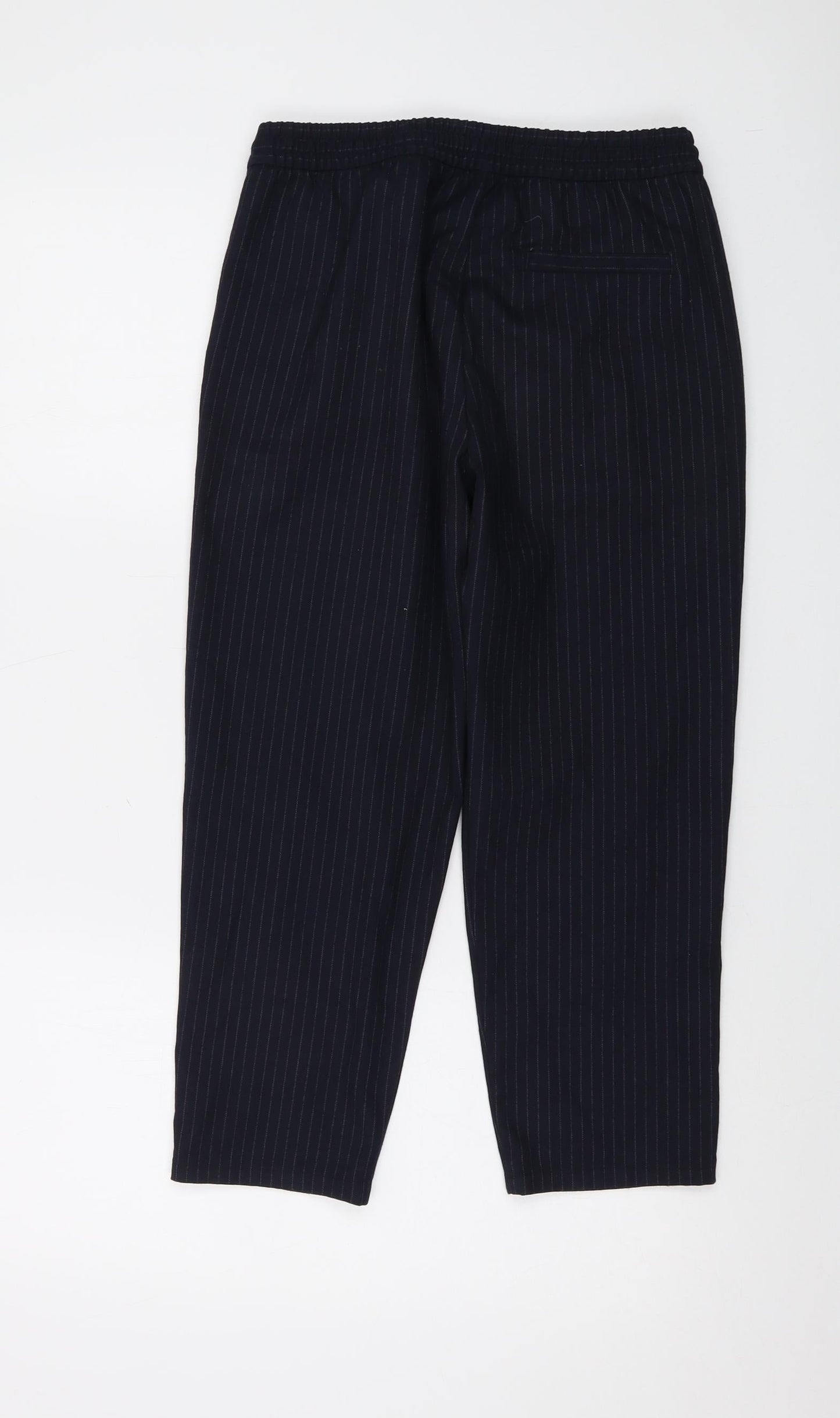 Gap Womens Blue Striped Polyester Trousers Size 4 L22 in Regular Drawstring