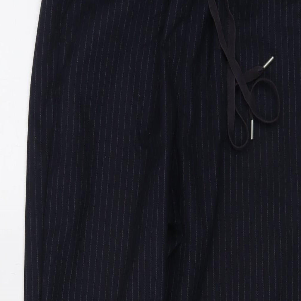 Gap Womens Blue Striped Polyester Trousers Size 4 L22 in Regular Drawstring