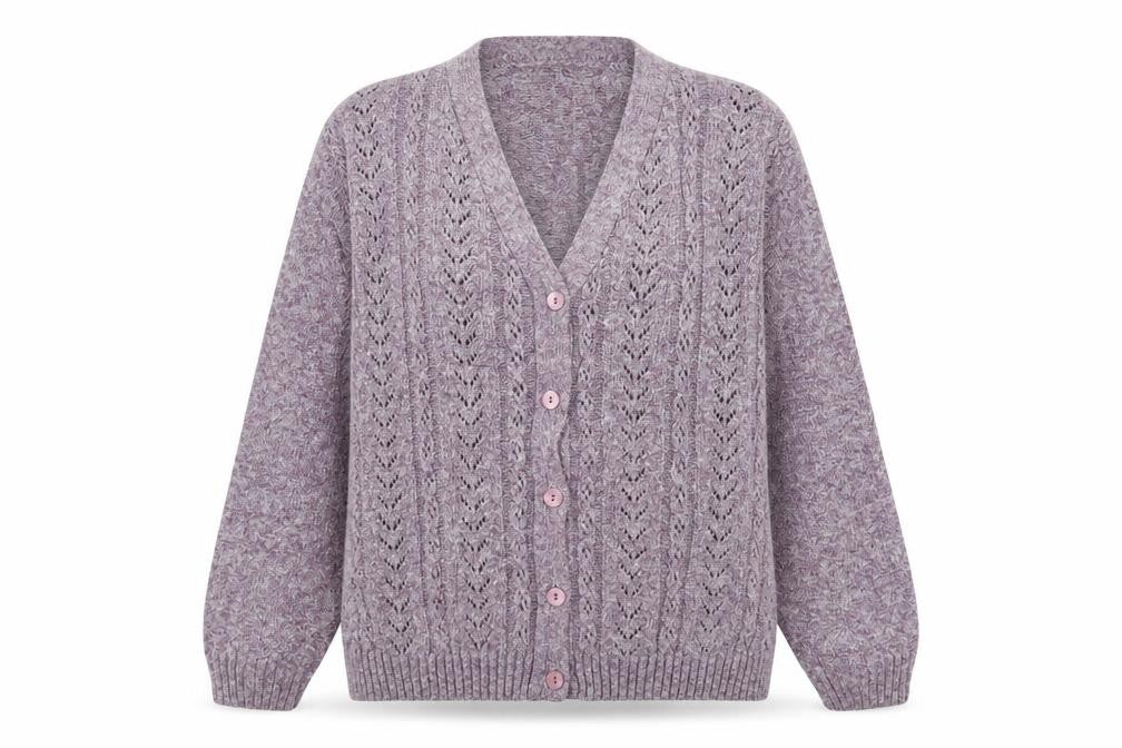 Berkertex Womens Purple V-Neck Acrylic Cardigan Jumper Size 14