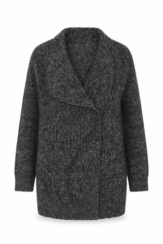 Fillipa K Womens Grey V-Neck Nylon Cardigan Jumper Size S
