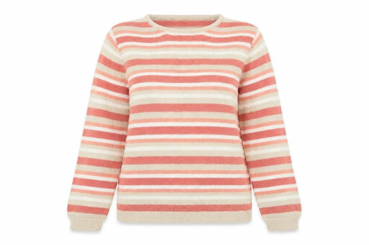 EWM Womens Multicoloured Crew Neck Striped Cotton Pullover Jumper Size 10