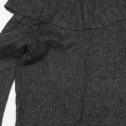 Brand and care label for Lee Cooper women’s grey roll neck acrylic jumper, size UK 8