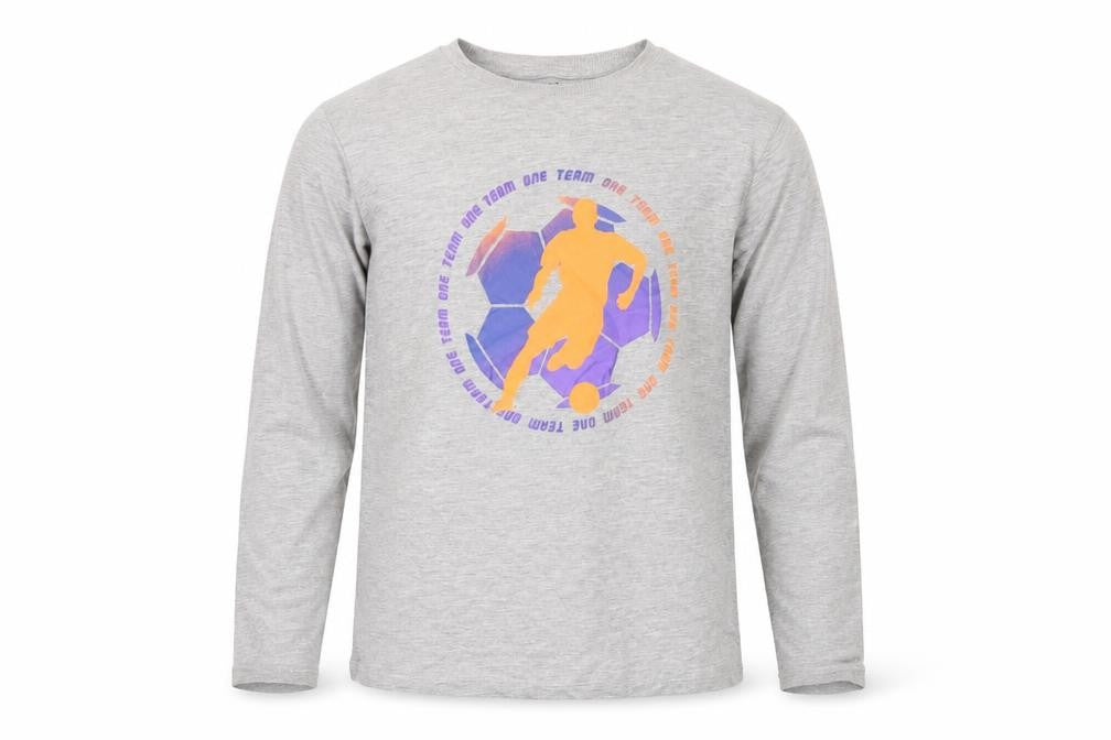 Marks & Spencer Boys Grey Cotton Basic T-Shirt Size 11-12 Years Round Neck Pullover - One Team Football