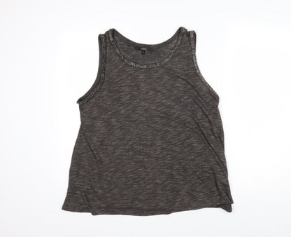 Next Womens Grey Polyester Tunic Tank Size 18 Boat Neck - Beaded Detail