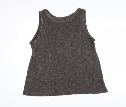 Next Womens Grey Polyester Tunic Tank Size 18 Boat Neck - Beaded Detail