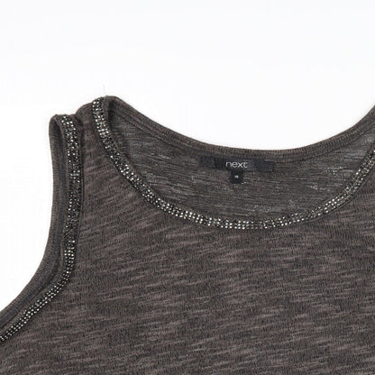 Next Womens Grey Polyester Tunic Tank Size 18 Boat Neck - Beaded Detail