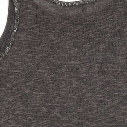 Next Womens Grey Polyester Tunic Tank Size 18 Boat Neck - Beaded Detail