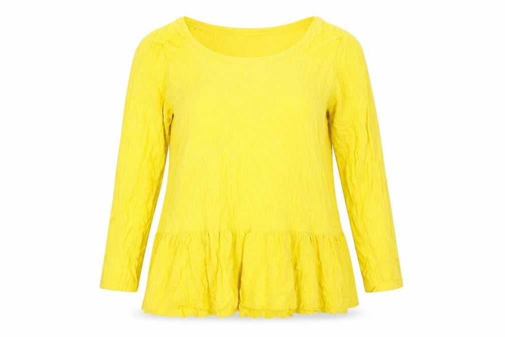 Together Womens Yellow Viscose Tunic T-Shirt Size 14 Boat Neck