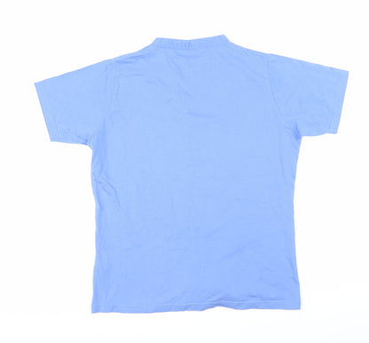 EWM Womens Blue Cotton Basic T-Shirt Size S V-Neck
