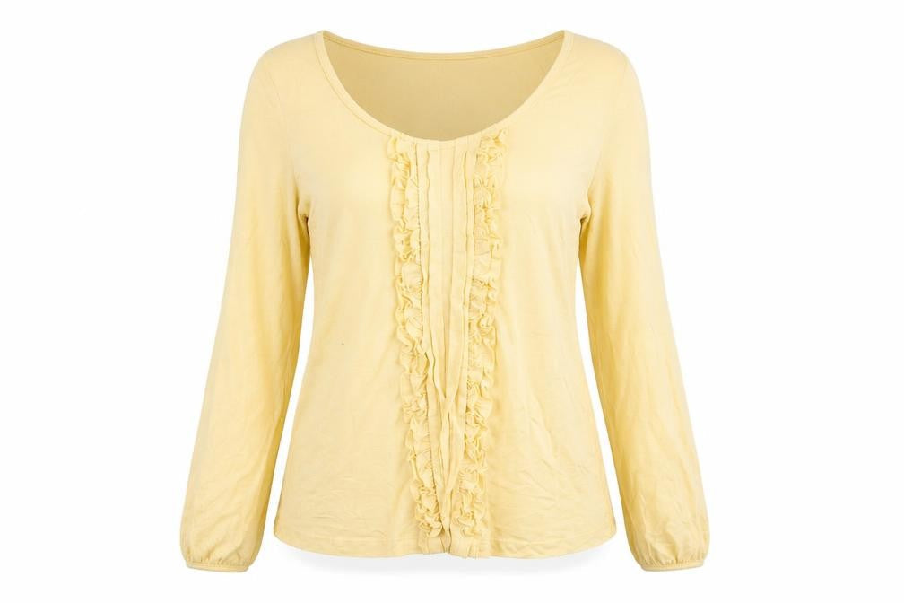 M&Co Womens Yellow Viscose Basic T-Shirt Size 16 Scoop Neck