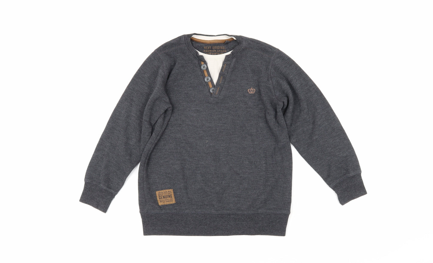 NEXT Boys Grey Acrylic Basic Casual Size 8 Years Round Neck Pullover