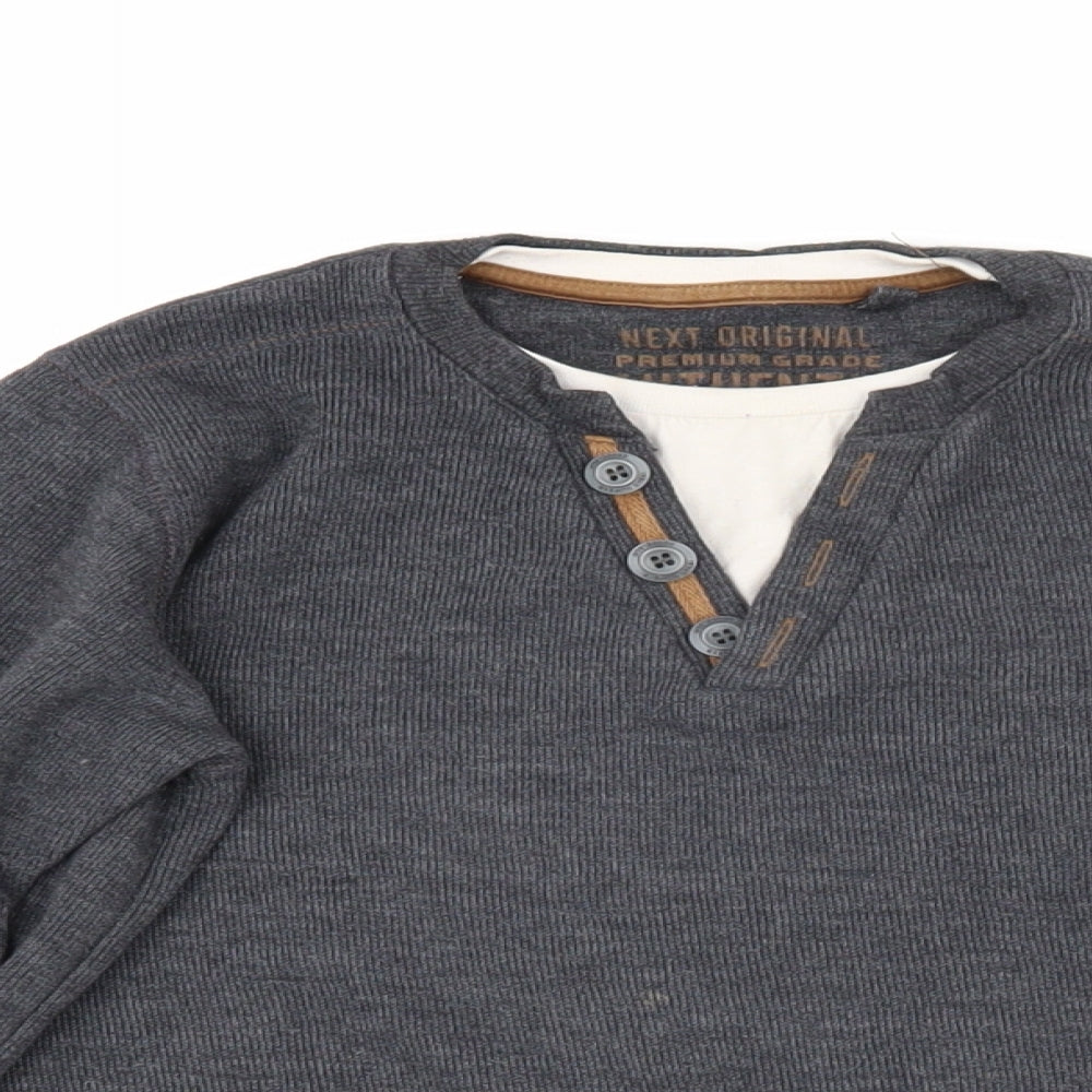 NEXT Boys Grey Acrylic Basic Casual Size 8 Years Round Neck Pullover