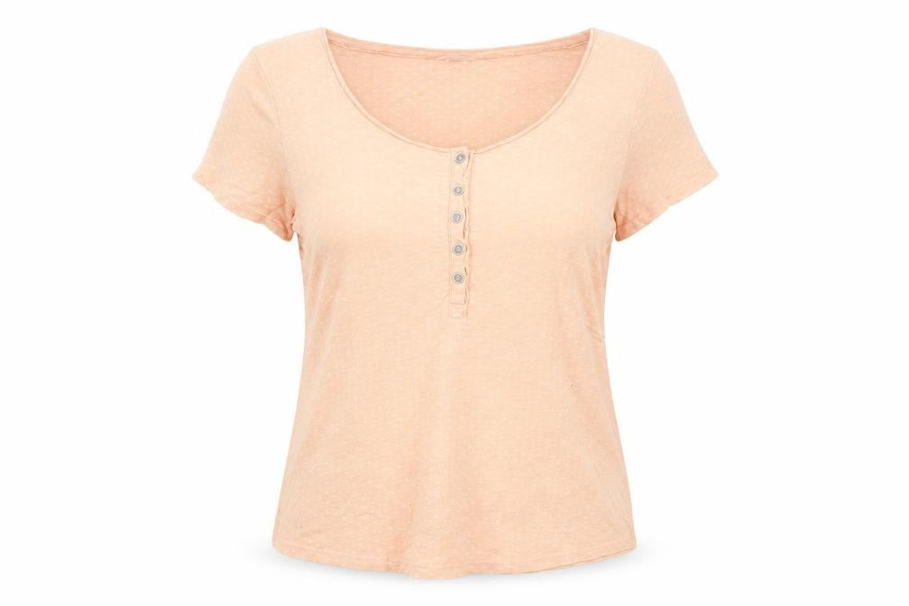 Indigo Womens Orange Geometric 100% Cotton Basic T-Shirt Size 14 Scoop Neck